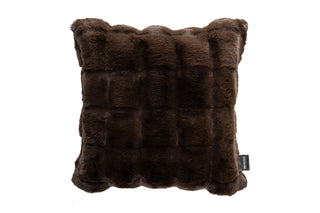 Brown Luxe Faux Fur Waffle Pillow