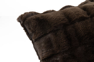 Brown Luxe Faux Fur Waffle Pillow