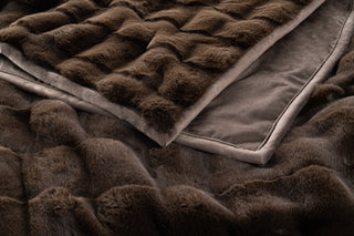 Brown Luxe Faux Fur Waffle Throw