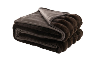 Brown Luxe Faux Fur Waffle Throw