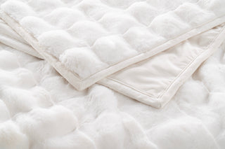 Ivory Luxe Faux Fur Waffle Throw