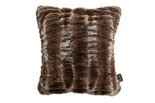 Brown/Grey Luxe Faux Fur Ruched Pillow
