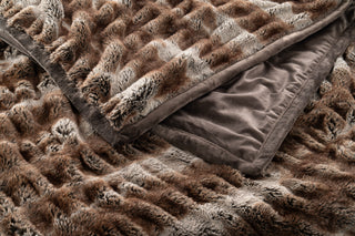 Brown Luxe Faux Fur Ruched Throw