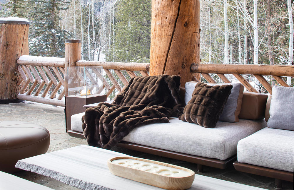 The Sculpted Square Faux Fur Pillow - Mocha