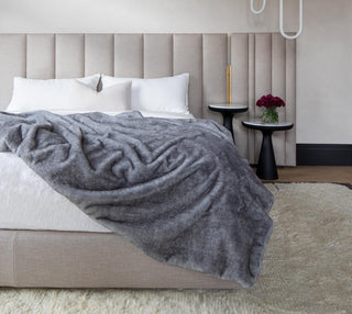 Double Sided Reversible Luxe Faux Fur Tipped Throw