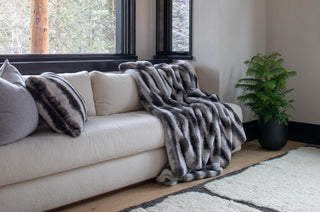 Striped Luxe Faux Fur Throw