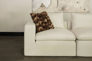 Brown/Grey Ruched & Printed Luxe Faux Fur Pillow