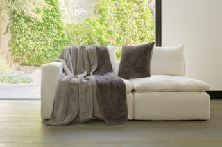 Grey Luxe Reversible Faux Fur Throw