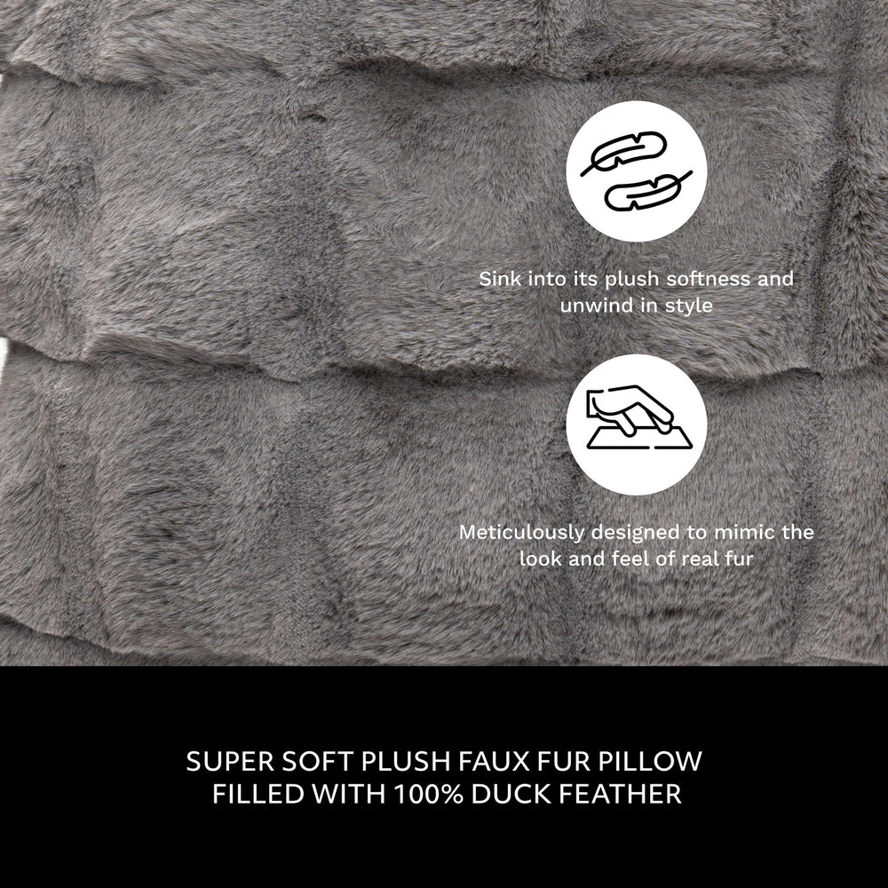 The Luxe Fur Pillow - Ashen Stone