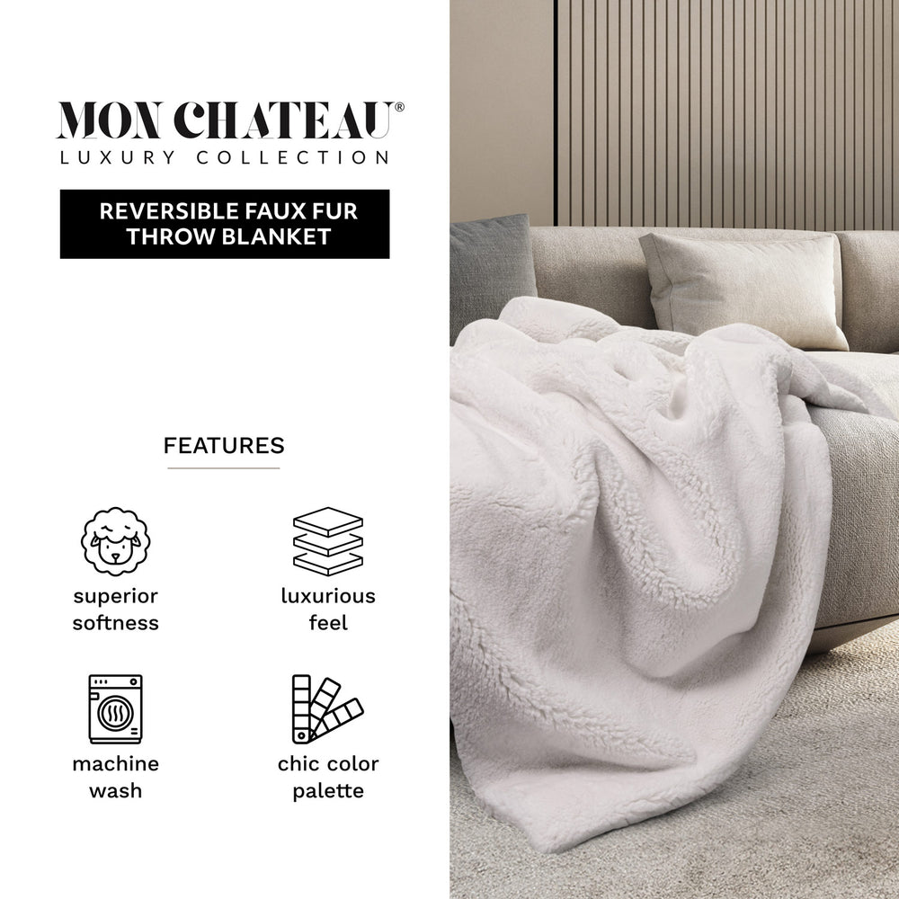 The Embrace Foldover Faux Fur Throw - Moonlit Cream