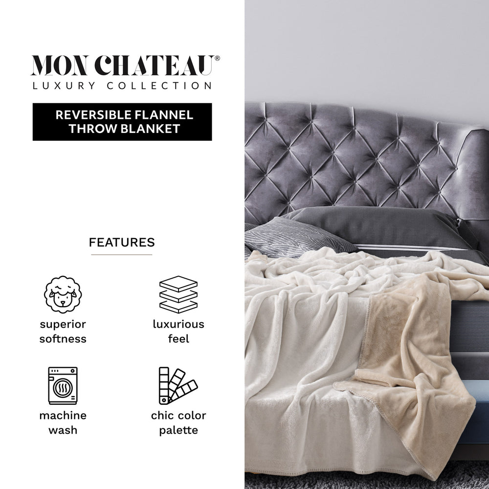 The Haven Reversible Flannel Throw - Oatstone