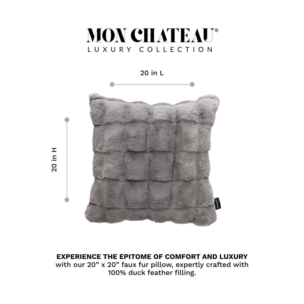 The Luxe Fur Pillow - Ashen Stone