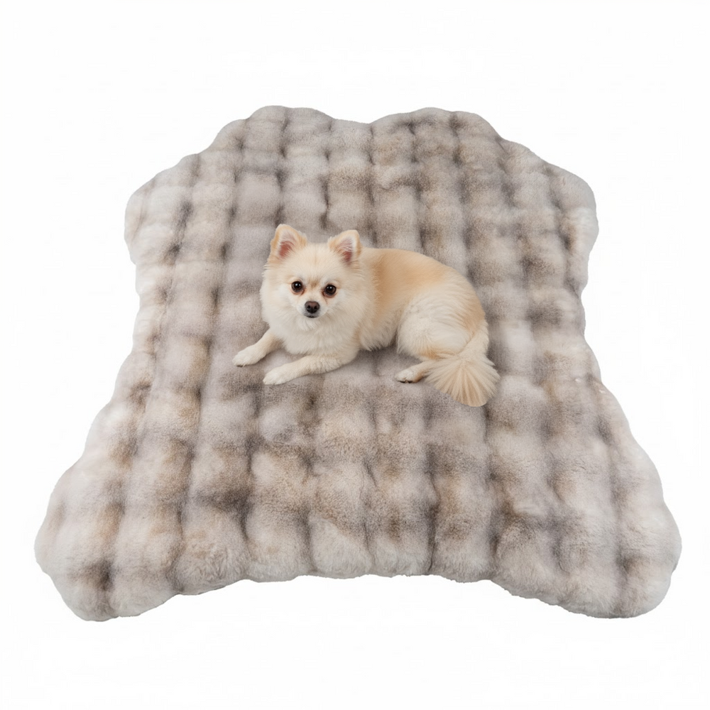 Faux Fur Bubble Mat Waterproof Orthopedic Memory Foam - Marble