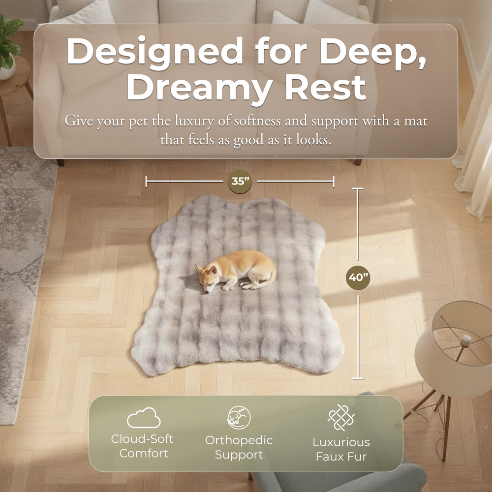 Faux Fur Bubble Mat Waterproof Orthopedic Memory Foam - Marble