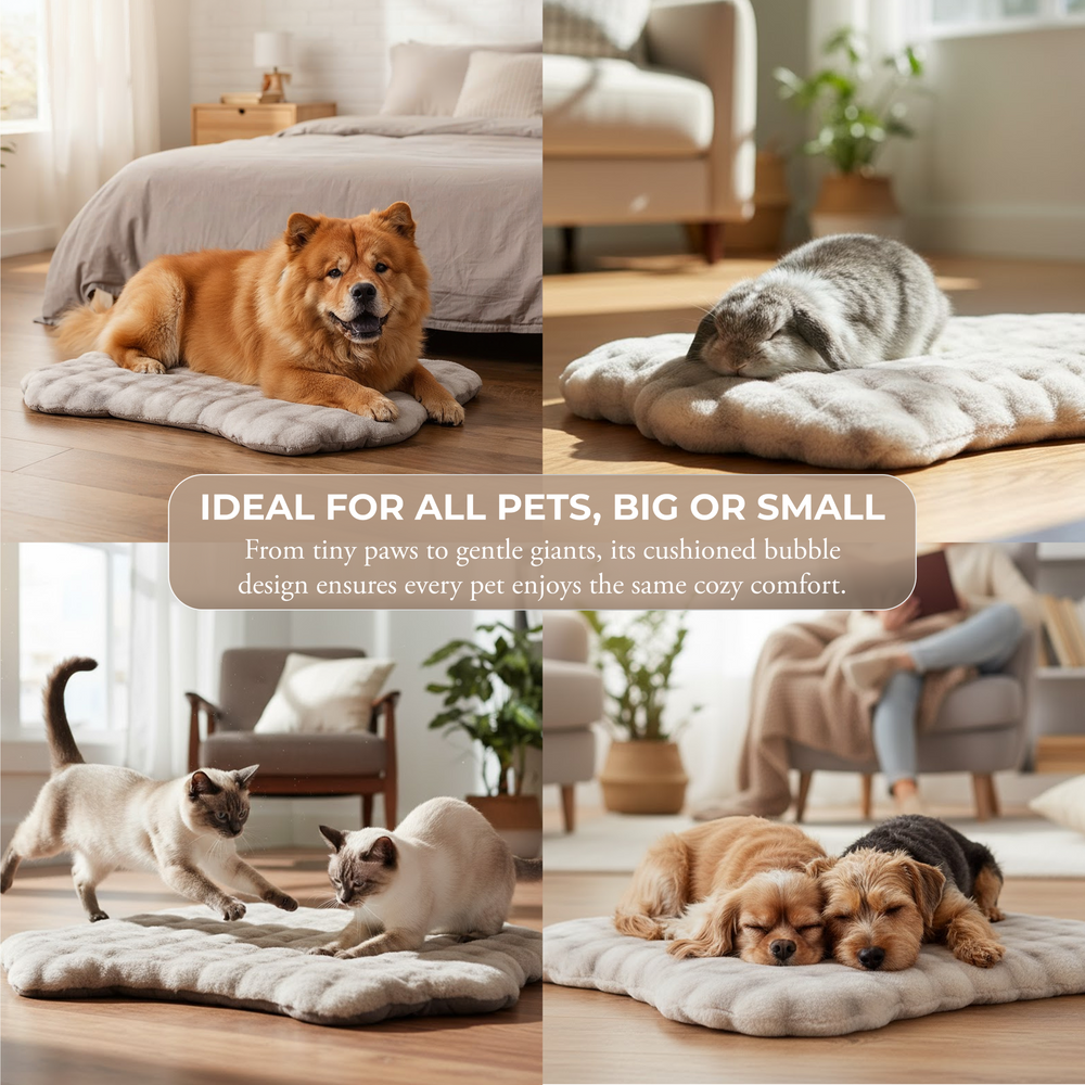 Faux Fur Bubble Mat Waterproof Orthopedic Memory Foam - Marble