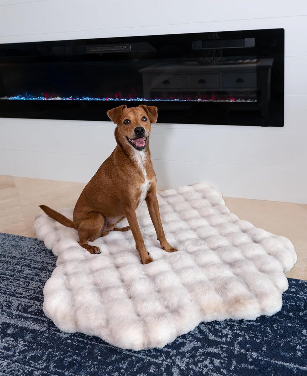 Faux Fur Bubble Mat Waterproof Orthopedic Memory Foam - Marble