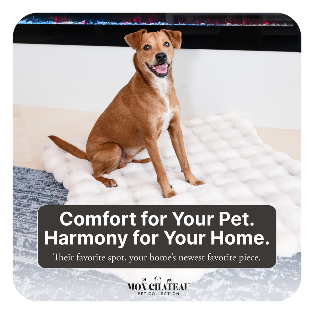 Faux Fur Bubble Mat Waterproof Orthopedic Memory Foam - Marble