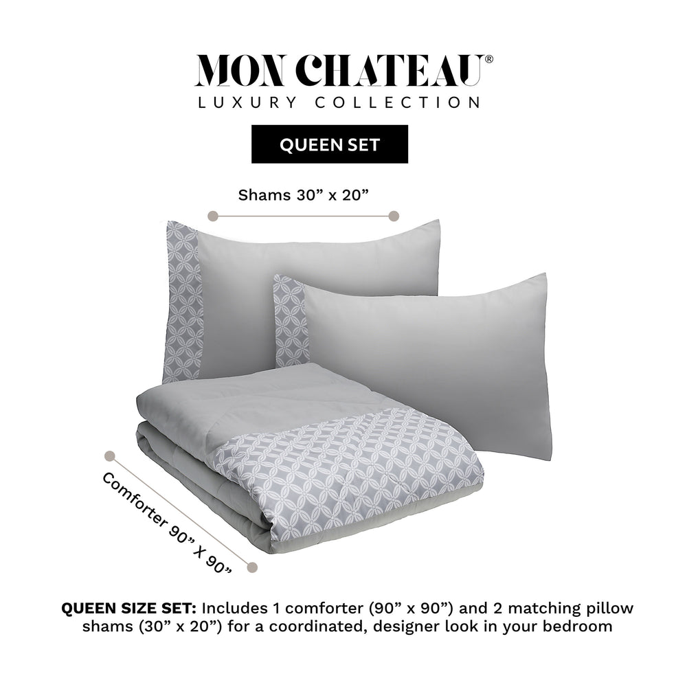 Diamond 3 PC Comforter Set – Grey