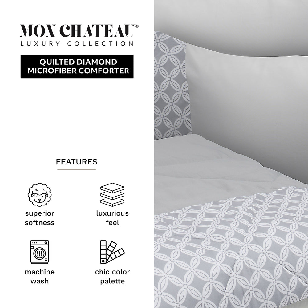 Diamond 3 PC Comforter Set – Grey
