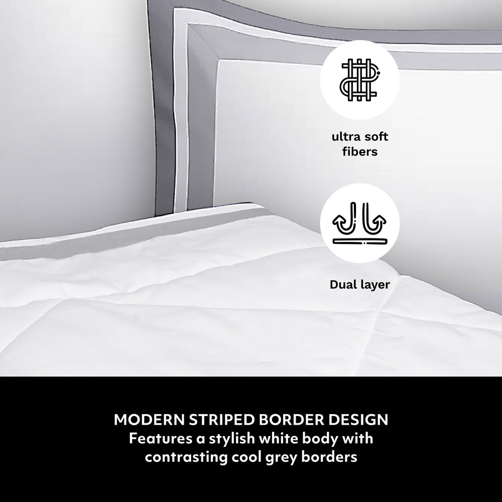 Borderline 3PC Comforter Set – White/Grey
