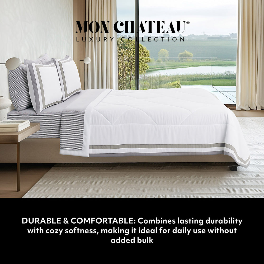Borderline 3PC Comforter Set – White/Grey
