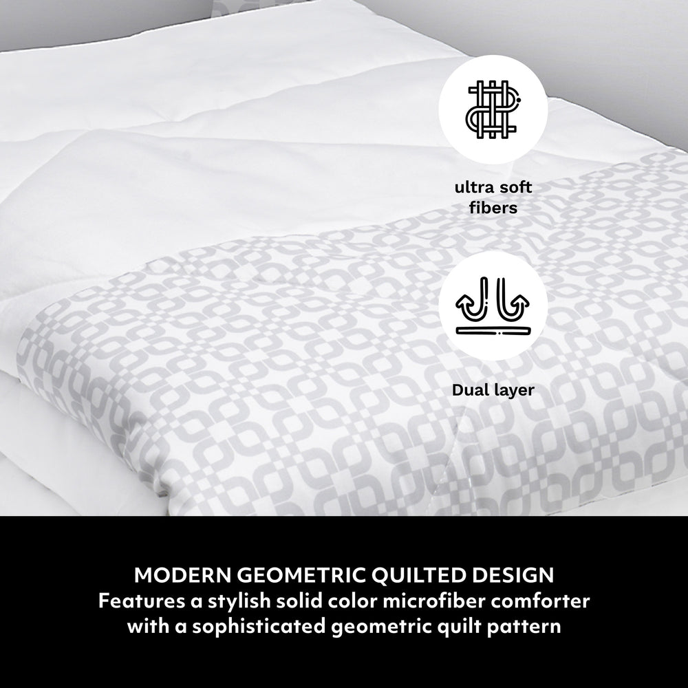 Geometric 3 PC Comforter Set – White