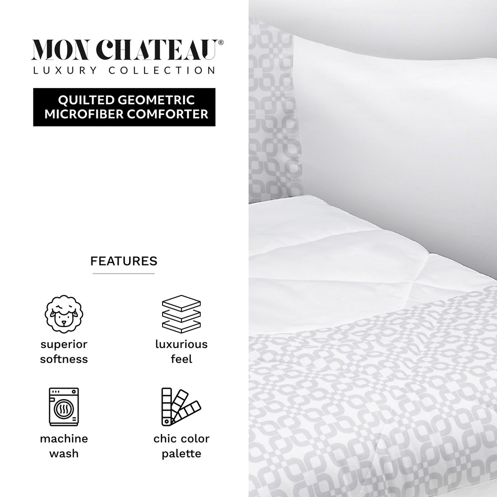 Geometric 3 PC Comforter Set – White