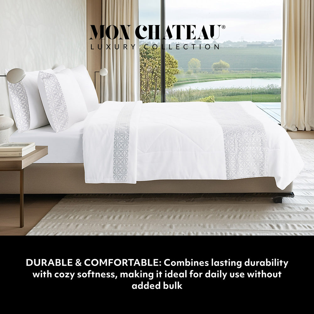 Geometric 3 PC Comforter Set – White