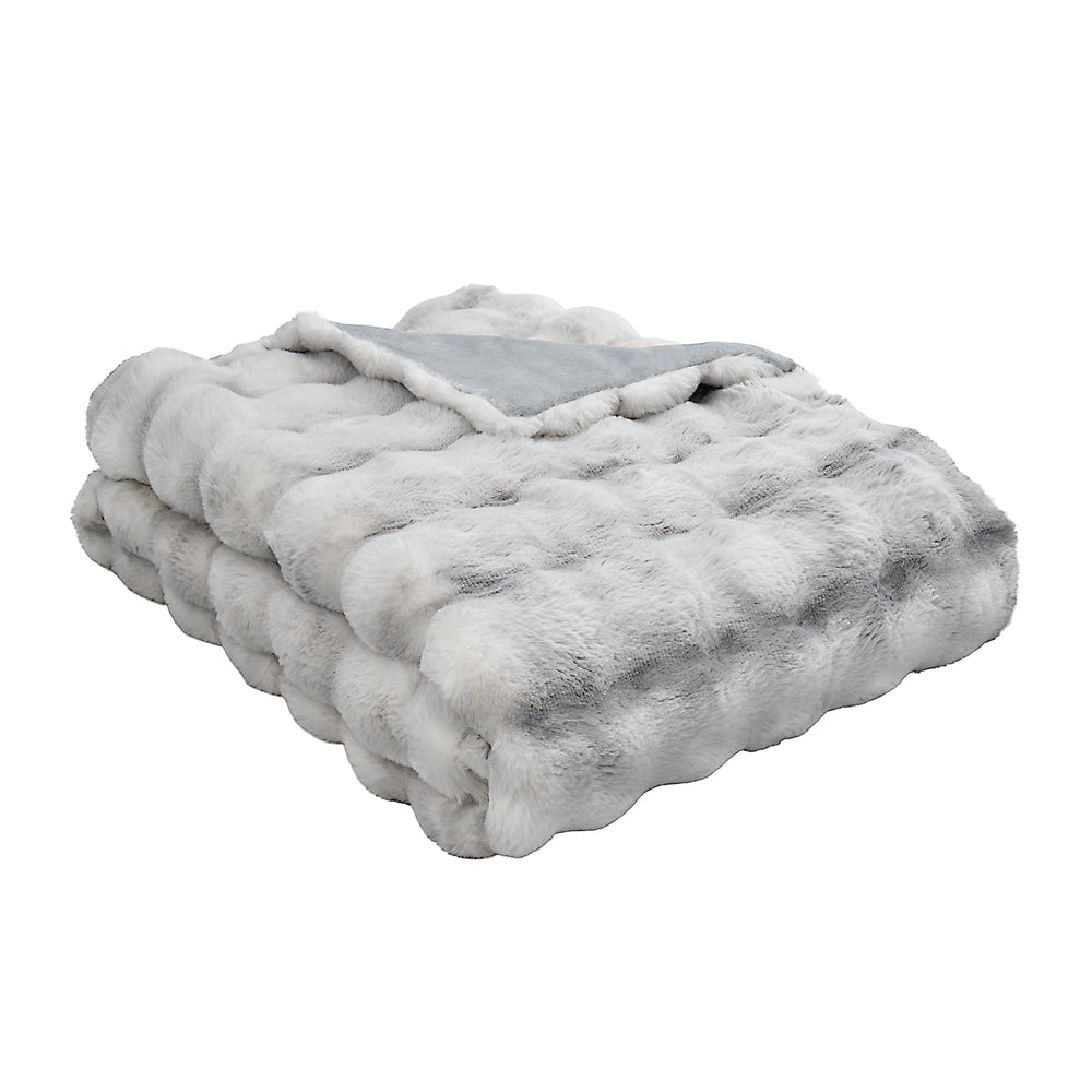 Marble Print Bubble Faux Fur Throw - Grey