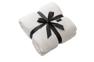 White/Grey King Contrast Stitch Reversible Flannel Luxe Throw Blanket