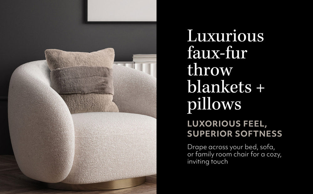 Luxe Faux Fur Jacquard Pillow - Taupe