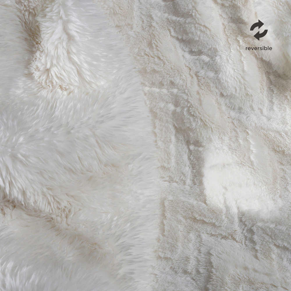 Jacquard Faux Fur Throw - Ivory