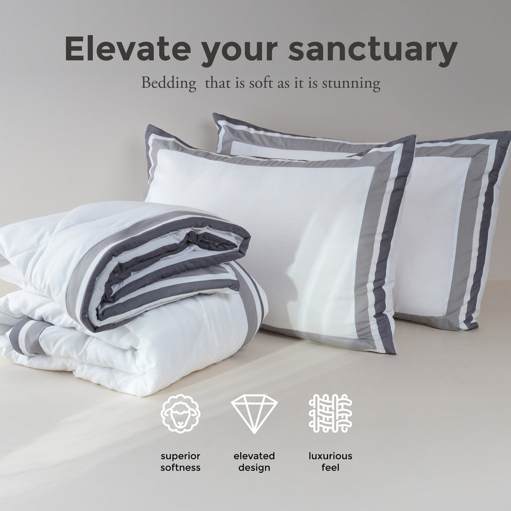 The 3-Piece Retreat Comforter Set - Striped Border