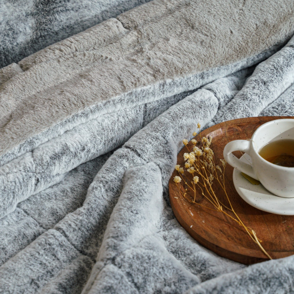 The Sanctuary Quilted Faux Fur Comforter Set - Silver Frost