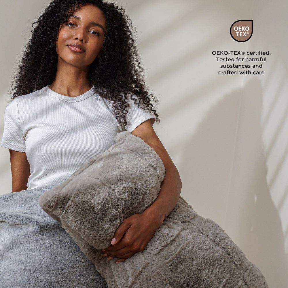 The Sanctuary Quilted Faux Fur Comforter Set - Silver Frost