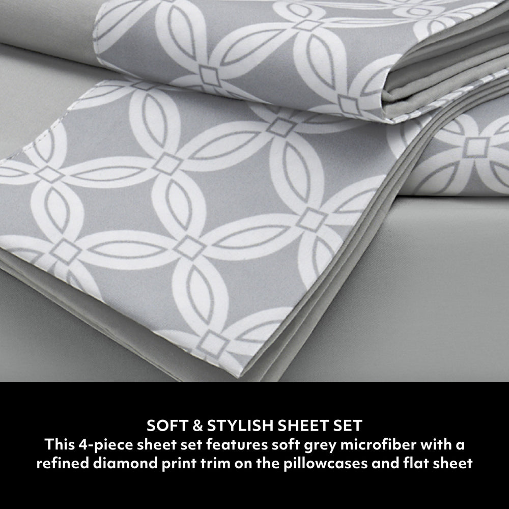 Diamond 4PC Sheet Set – Grey