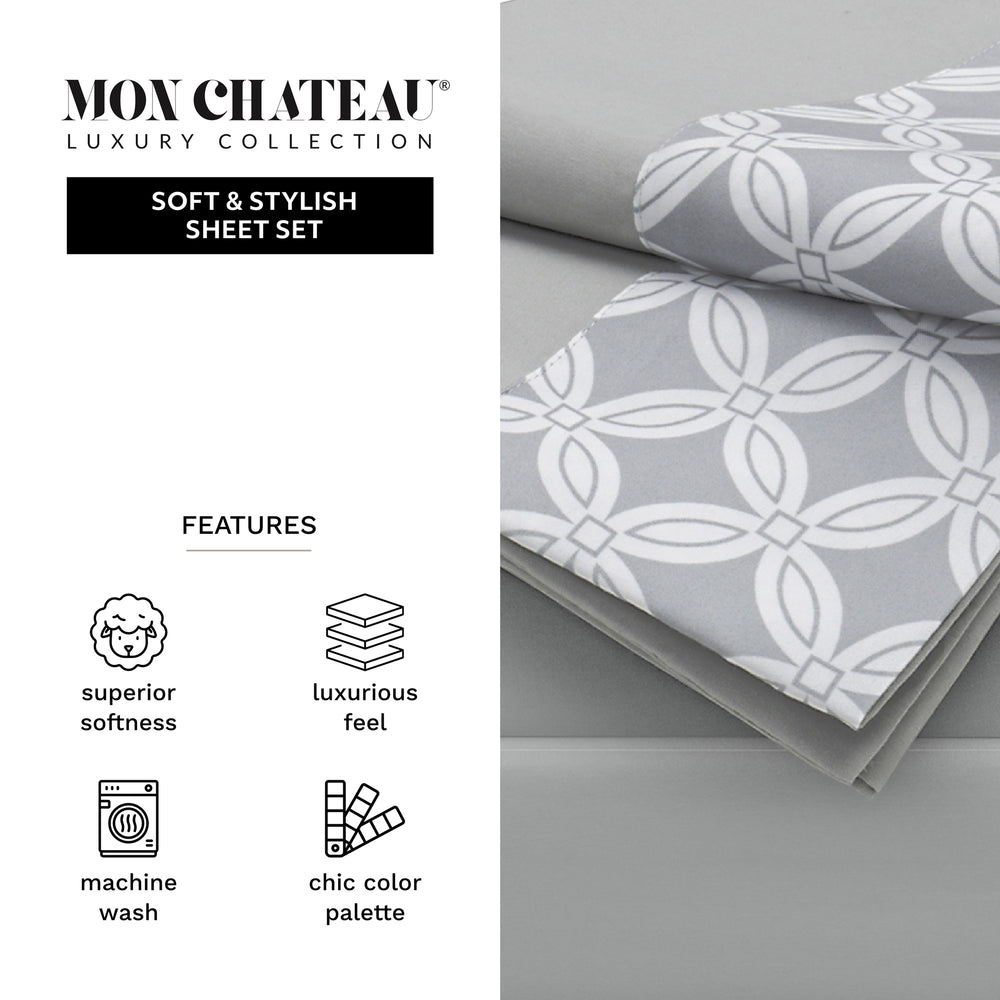 Diamond 4PC Sheet Set – Grey