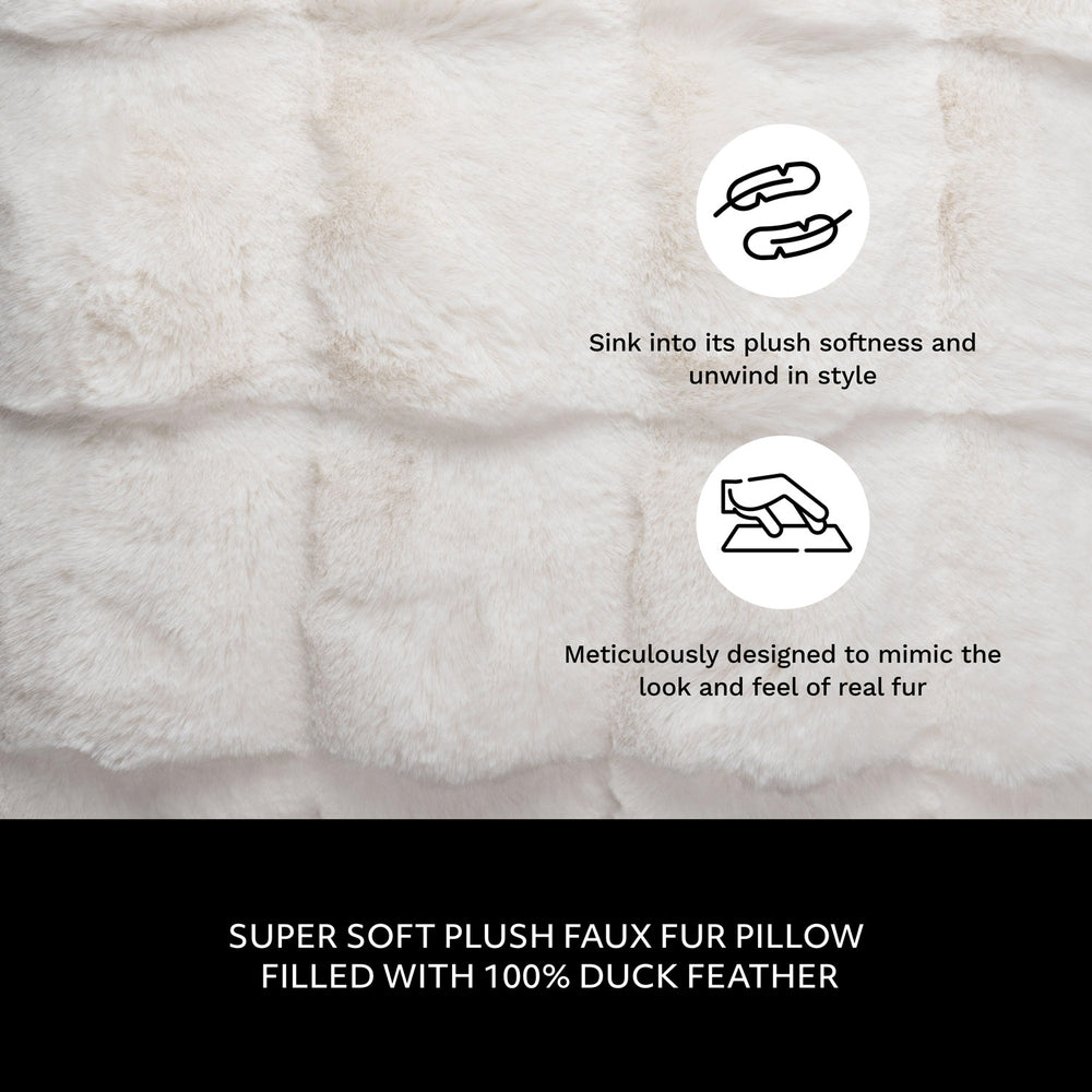 Square Jacquard Faux Fur Pillow - Ivory