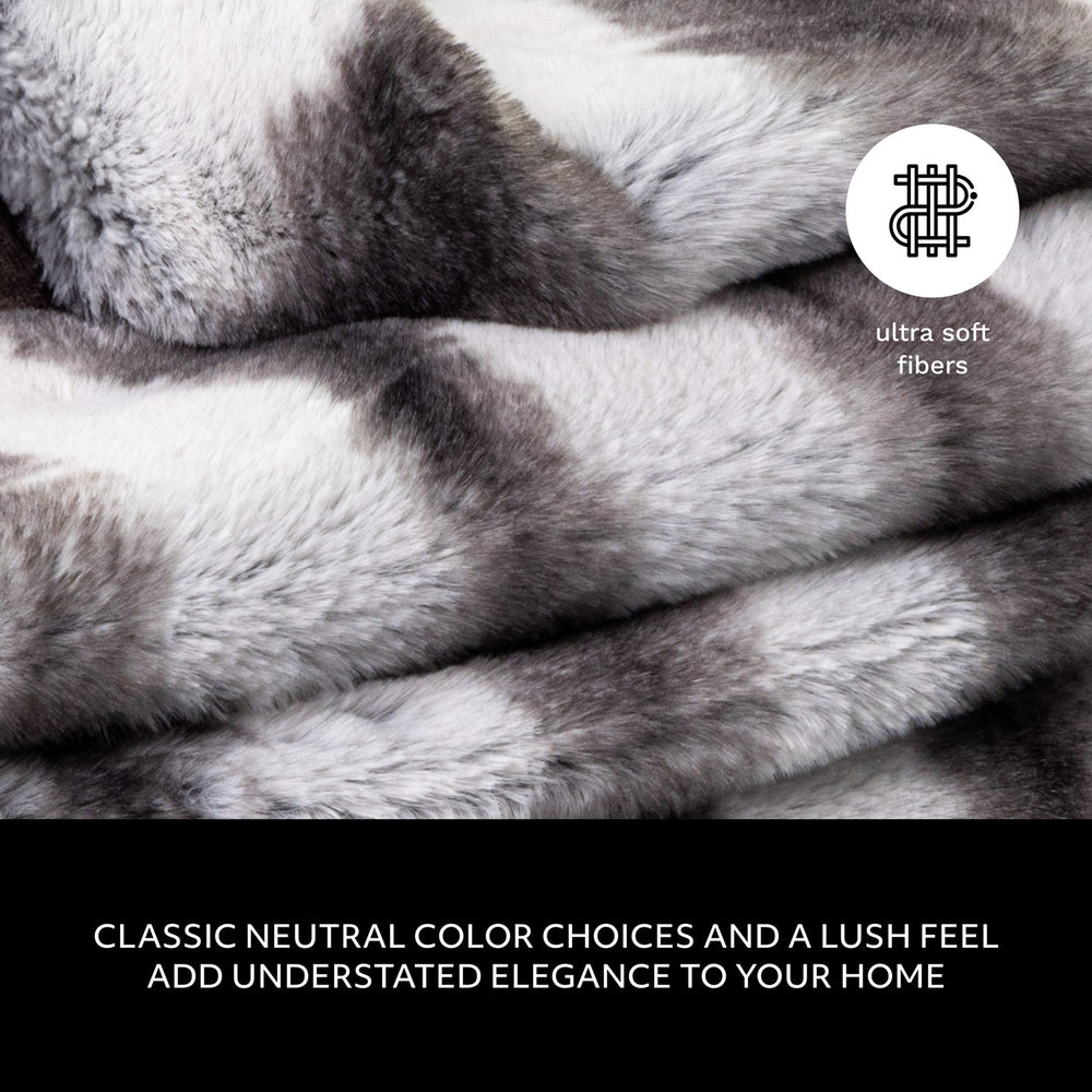 Ultimate Plush Faux Fur Throw with Foldover - Striped