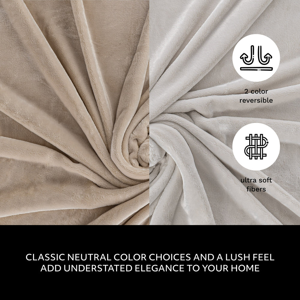 Reversible Flannel Throw - Beige