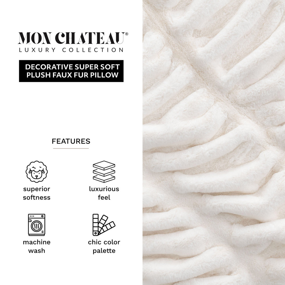 Ruched Faux Fur Pillow - Ivory