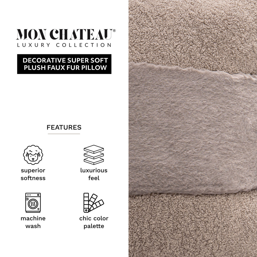 Luxe Faux Fur Jacquard Pillow - Taupe