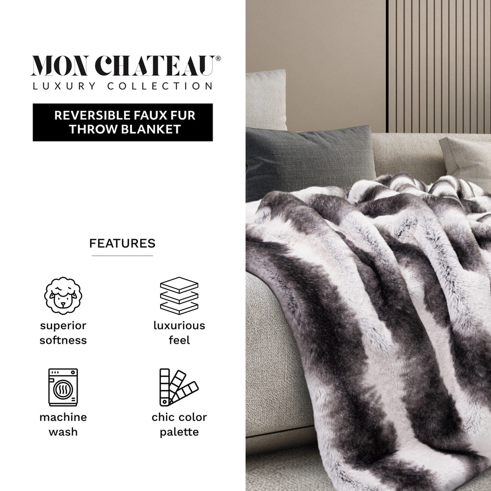 Ultimate Plush Faux Fur Throw with Foldover - Striped