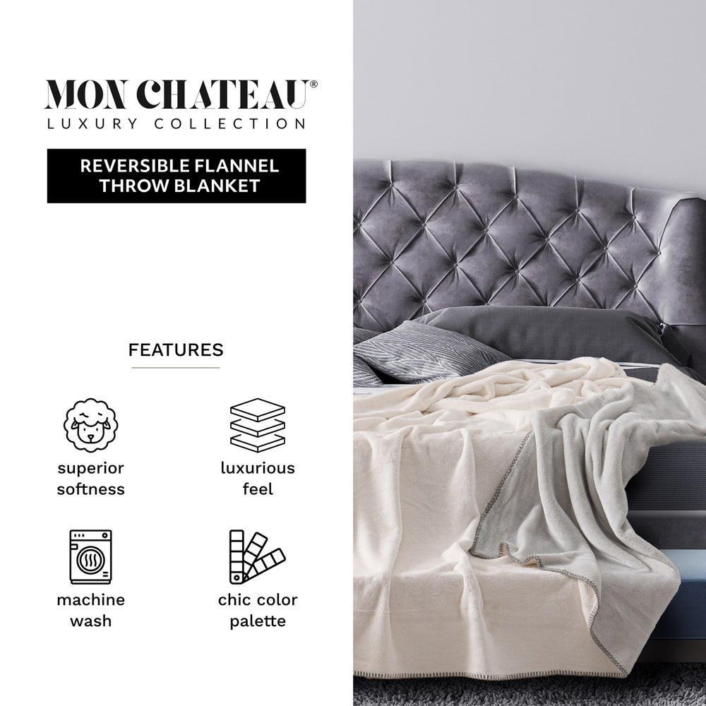 Reversible Flannel Throw - Grey Melange