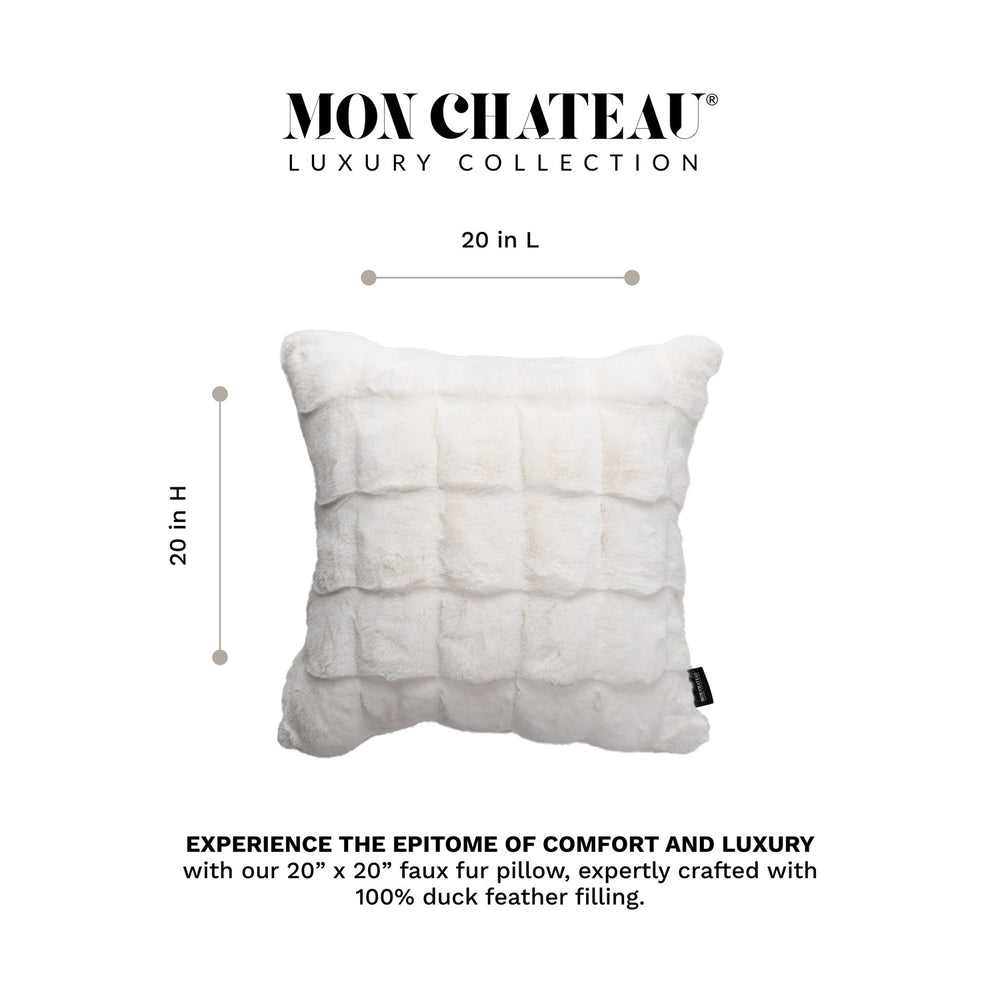 Square Jacquard Faux Fur Pillow - Ivory