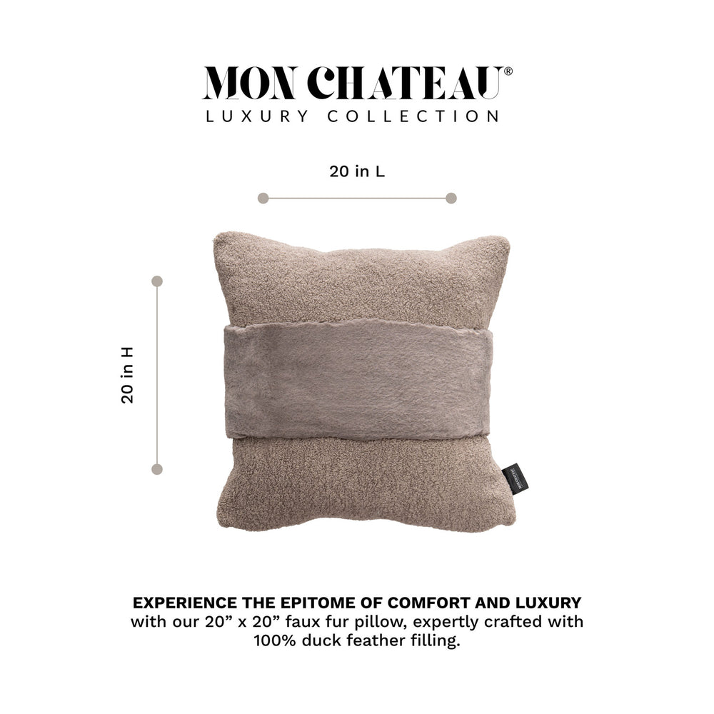 Luxe Faux Fur Jacquard Pillow - Taupe