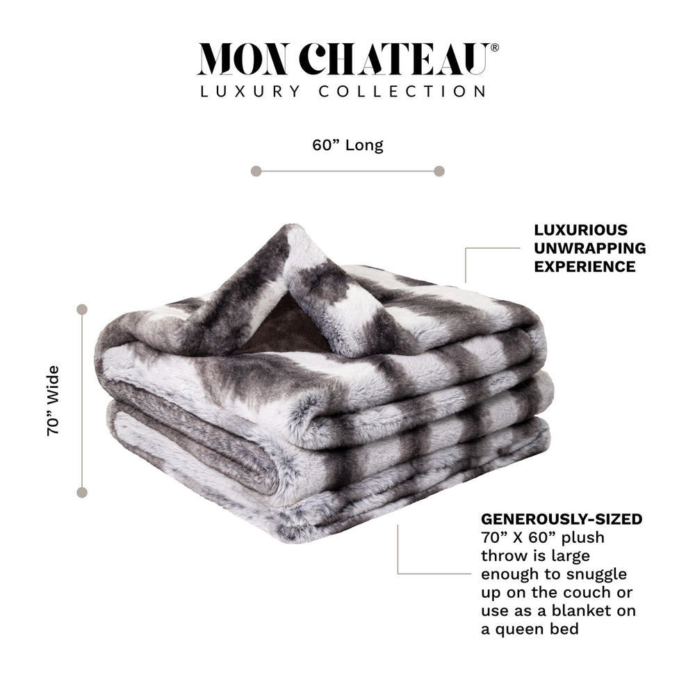 Ultimate Plush Faux Fur Throw with Foldover - Striped