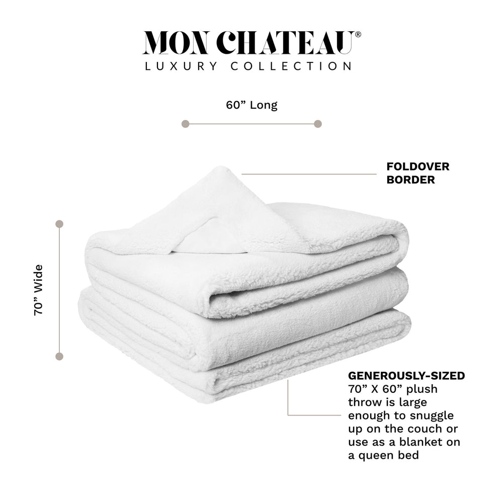 Ultimate Plush Faux Fur Throw with Foldover - Ivory