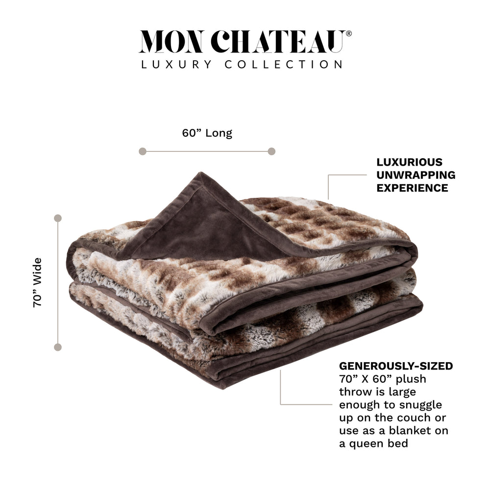 Ruched Faux Fur Throw - Brown