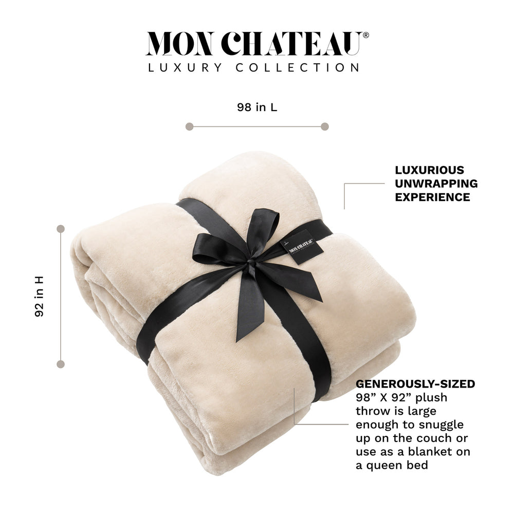 Reversible Flannel Throw - Beige